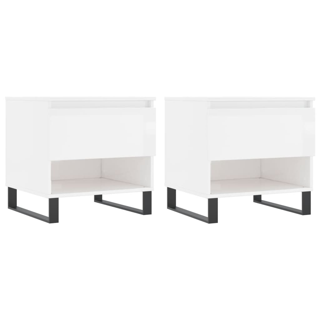 Coffee tables 2 pcs. white extra glossy 50x46x50 cm composite wood