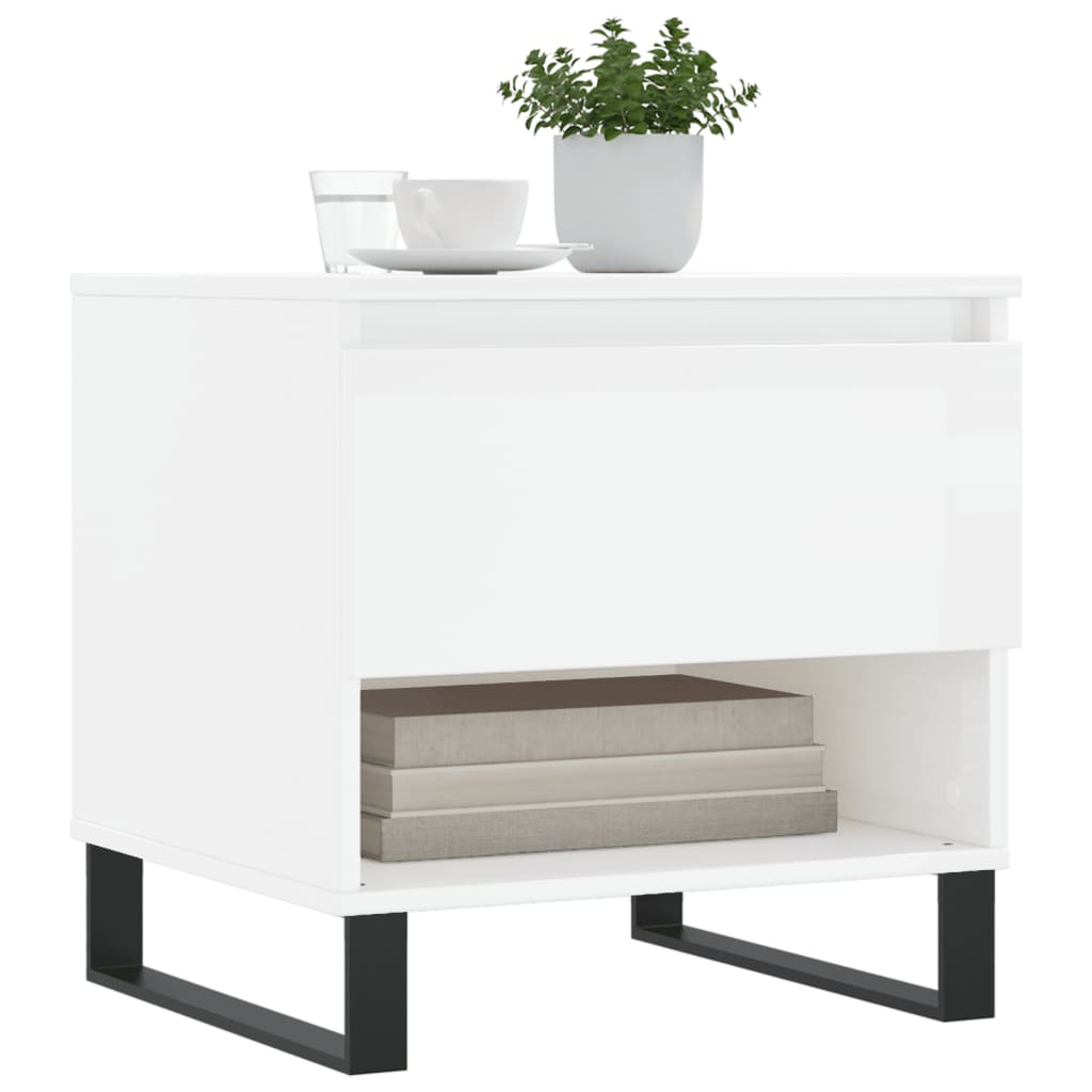 Coffee tables 2 pcs. white extra glossy 50x46x50 cm composite wood