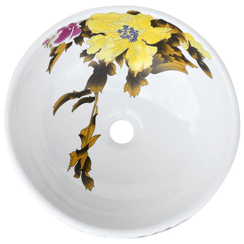 Countertop washbasin, multicolor, round, Φ41x14 cm, ceramic