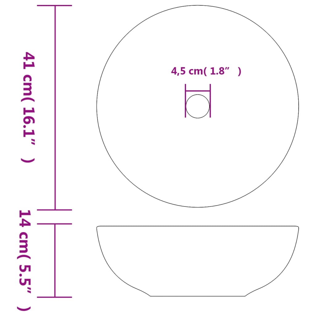 Countertop washbasin, multicolor, round, Φ41x14 cm, ceramic