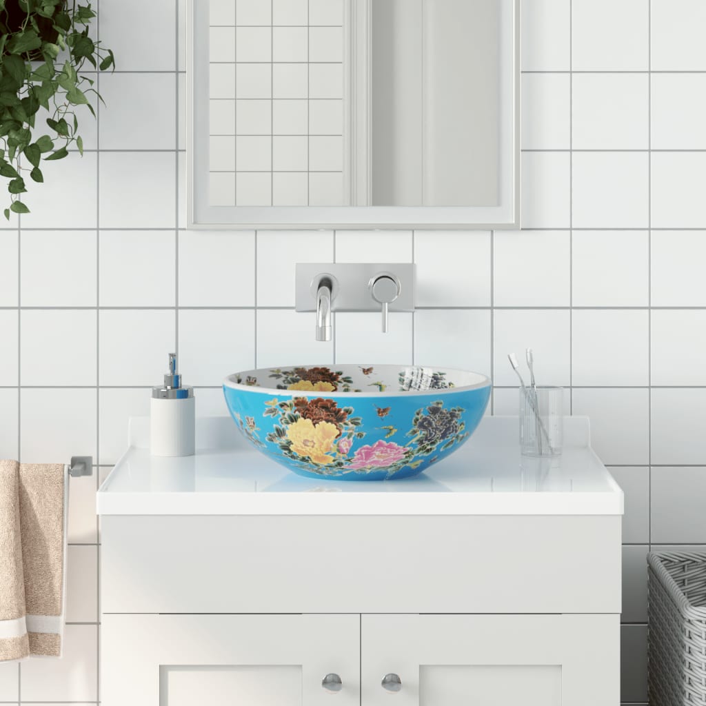 Countertop washbasin, multicolor, round, Φ41x14 cm, ceramic