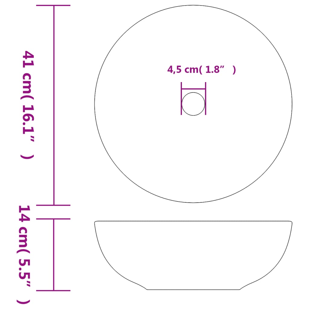 Countertop washbasin, brown and blue, round, Φ41x14 cm, ceramic