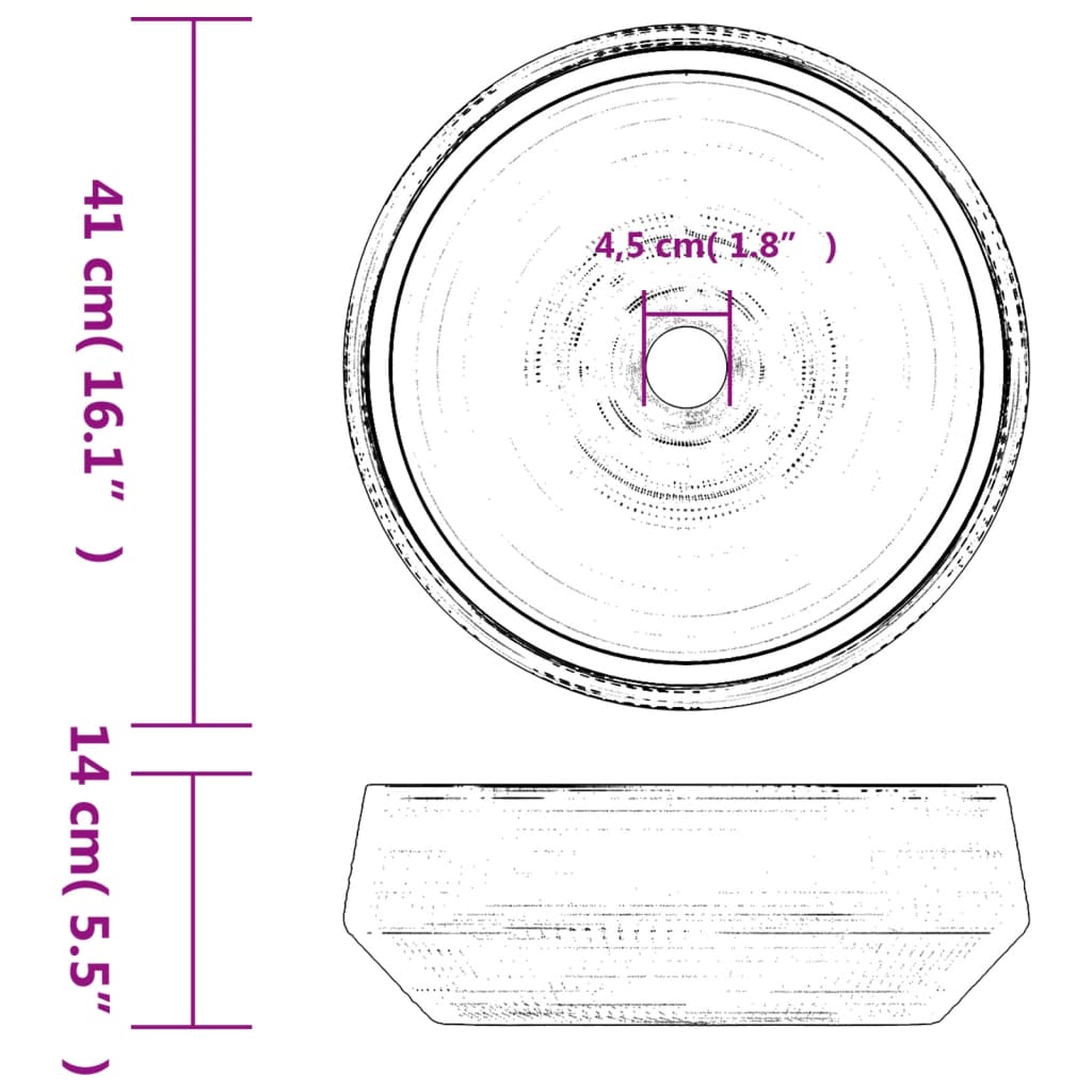 Lavoar de blat, gri, rotund, Φ41x14 cm, ceramică