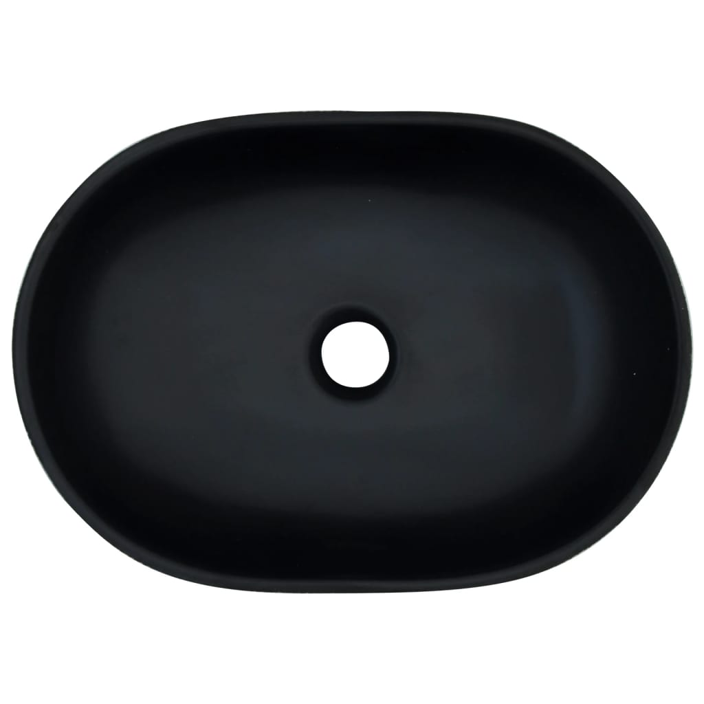 Countertop washbasin, black and gray, 47x33x13 cm, ceramic, oval