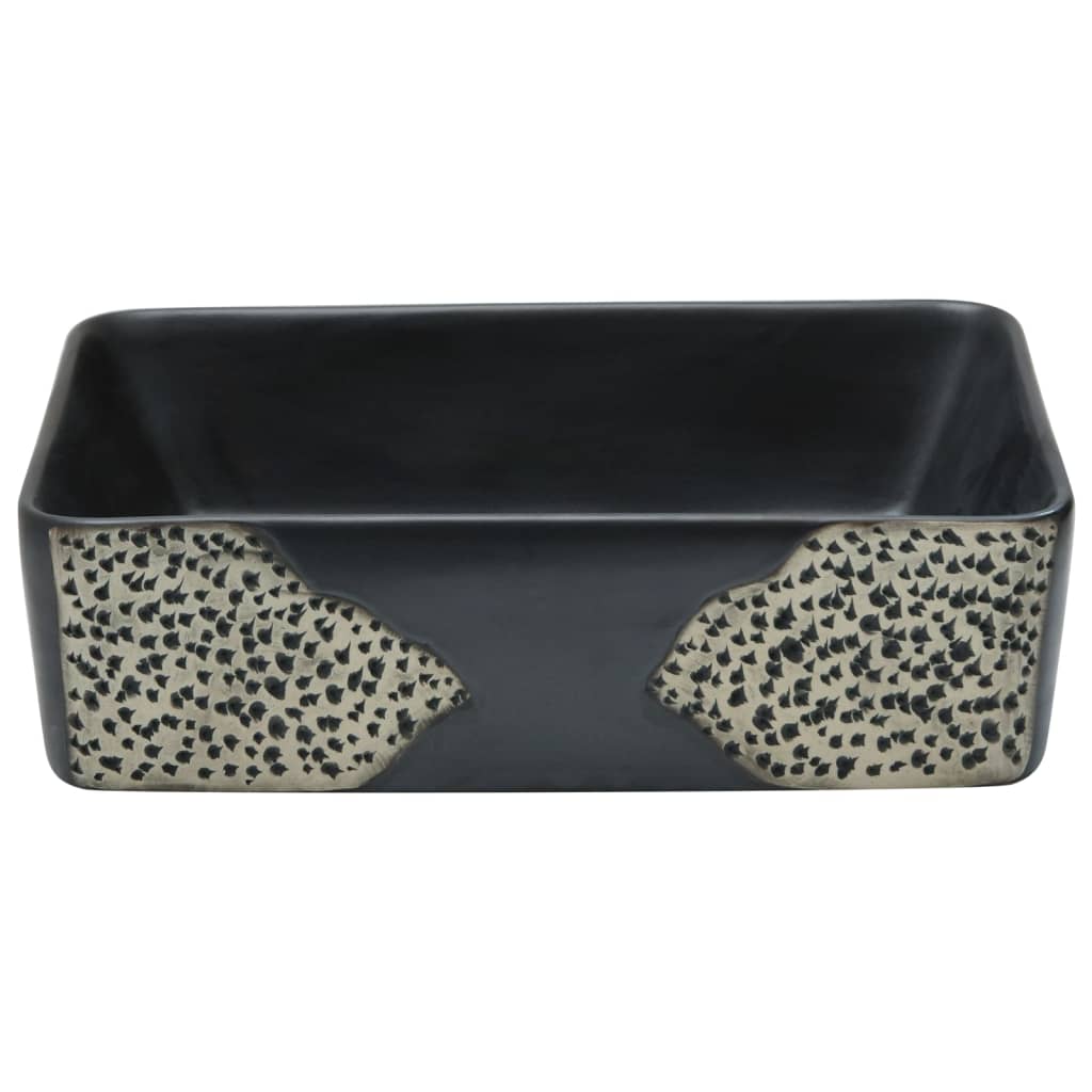 Countertop washbasin, black, 46x35.5x13 cm, ceramic, rectangle