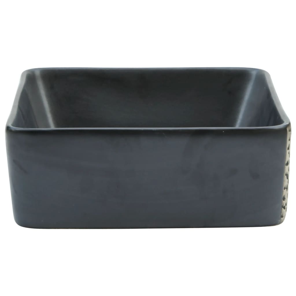 Countertop washbasin, black, 46x35.5x13 cm, ceramic, rectangle