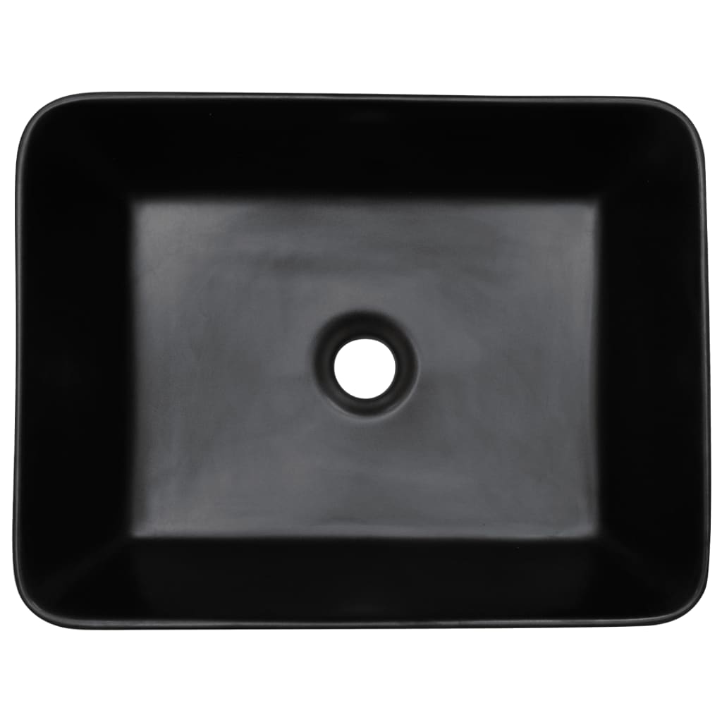 Countertop washbasin, black, 46x35.5x13 cm, ceramic, rectangle