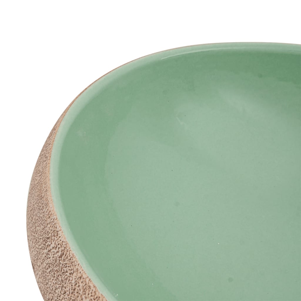 Countertop washbasin, green and brown, 59x40x15 cm, ceramic, oval