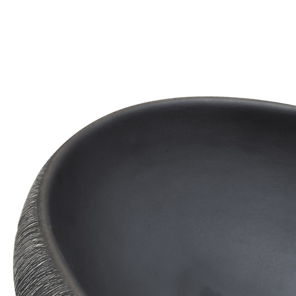 Countertop washbasin, black and gray, 59x40x15 cm, ceramic, oval