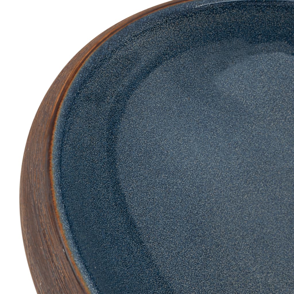 Countertop washbasin, brown and blue, 59x40x15 cm, ceramic, oval