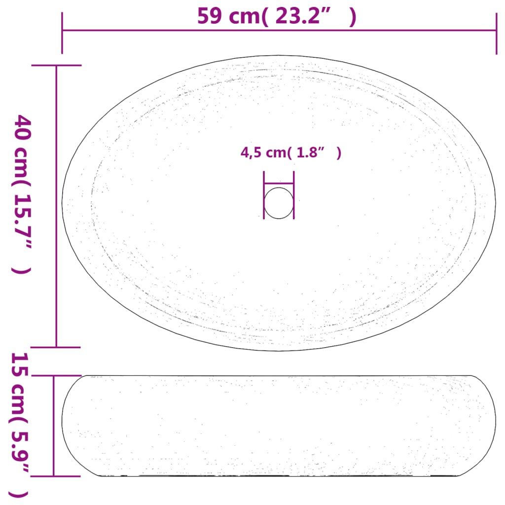 Countertop washbasin, brown and blue, 59x40x15 cm, ceramic, oval