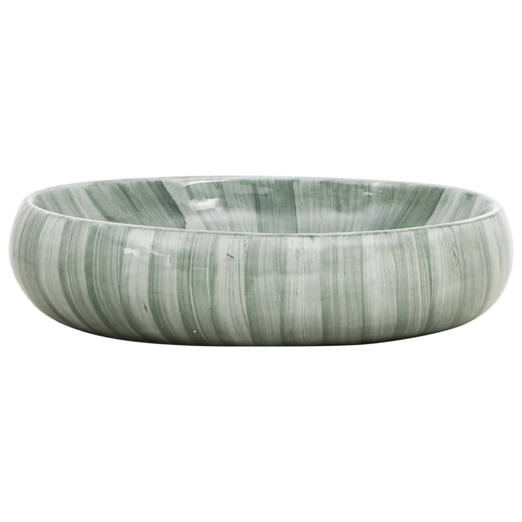 Countertop washbasin, green, 59x40x15 cm, ceramic, oval