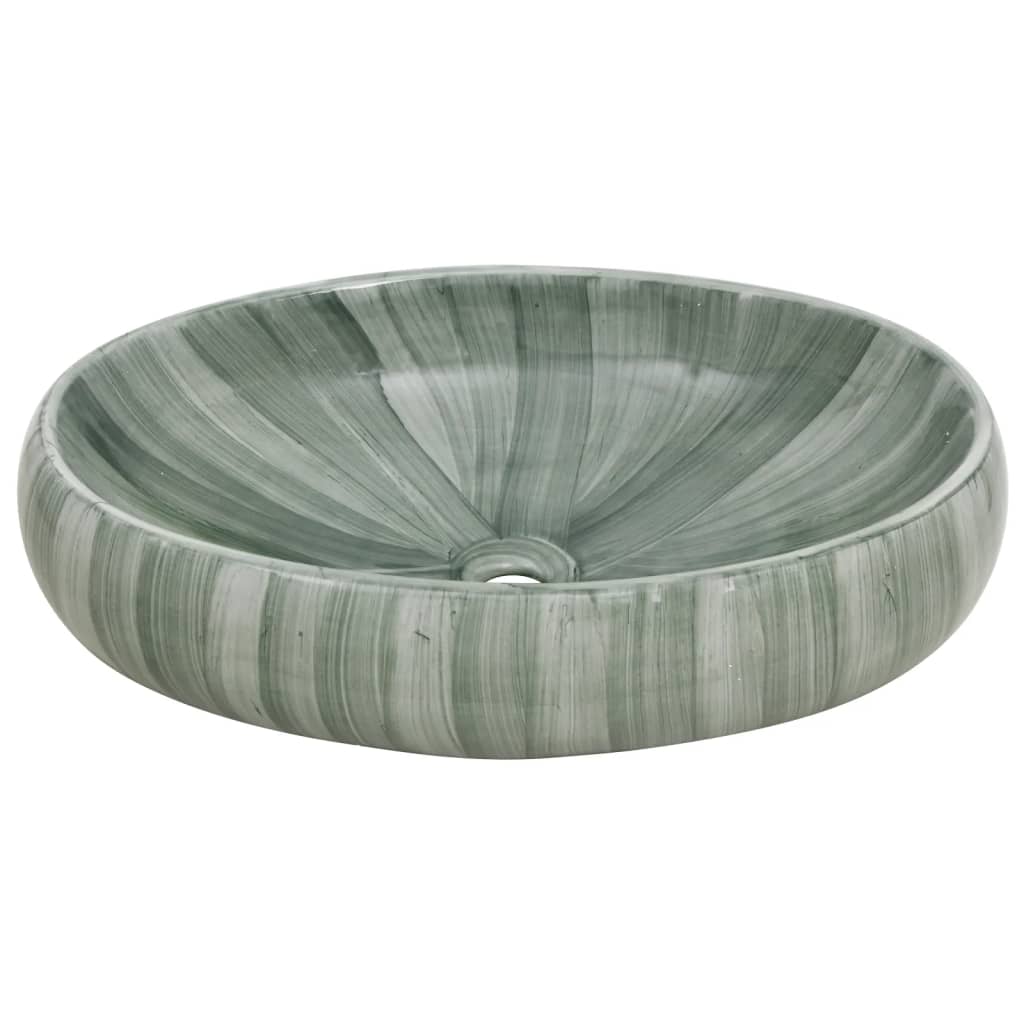 Countertop washbasin, green, 59x40x15 cm, ceramic, oval