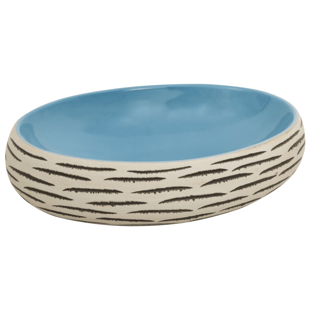 Countertop washbasin, multicolor, 59x40x15 cm, ceramic, oval