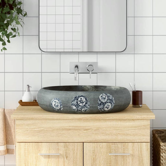 Countertop washbasin, gray, 59x40x15 cm, ceramic, oval