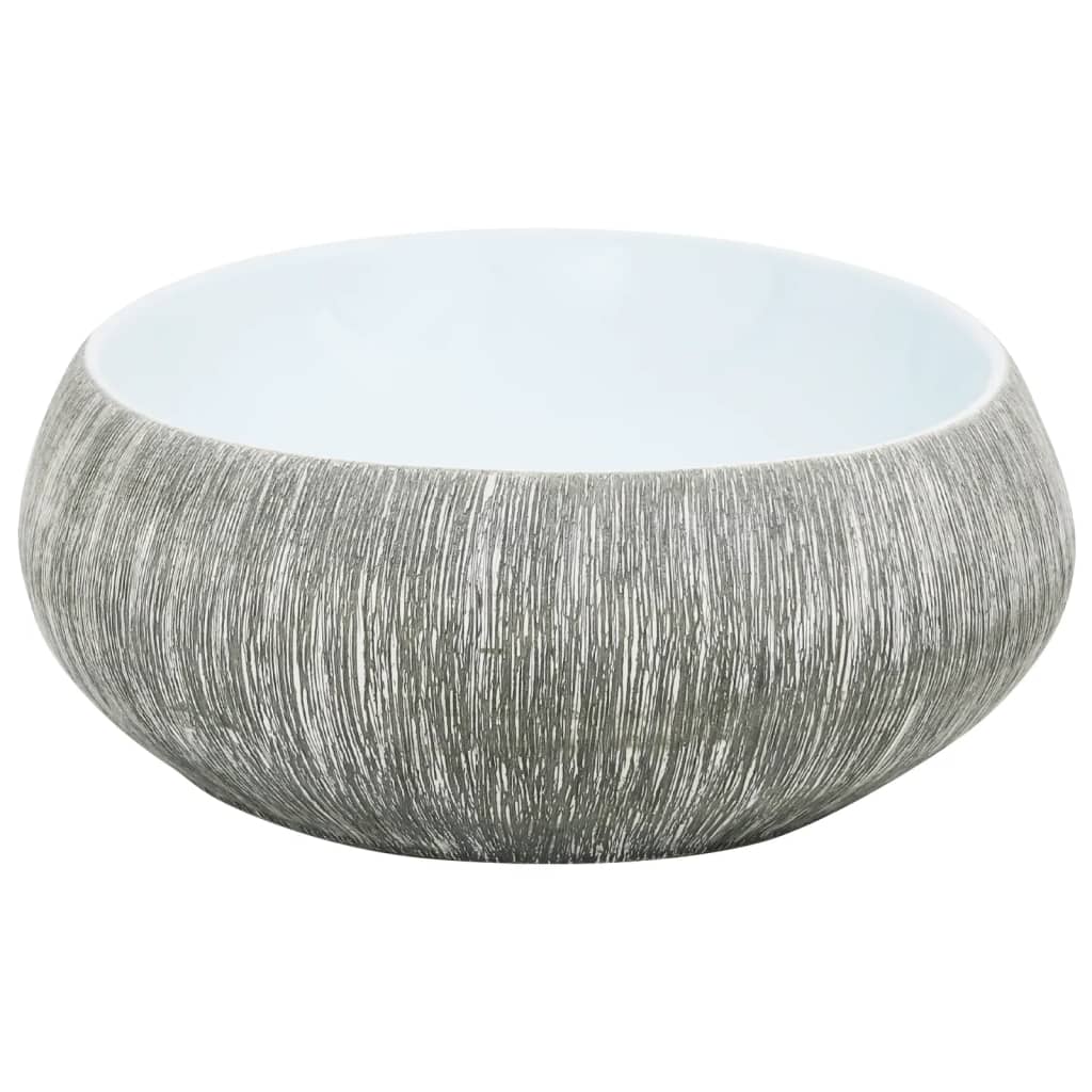 Countertop washbasin, gray and blue, 59x40x15 cm, ceramic, oval