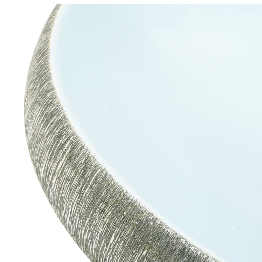 Countertop washbasin, gray and blue, 59x40x15 cm, ceramic, oval