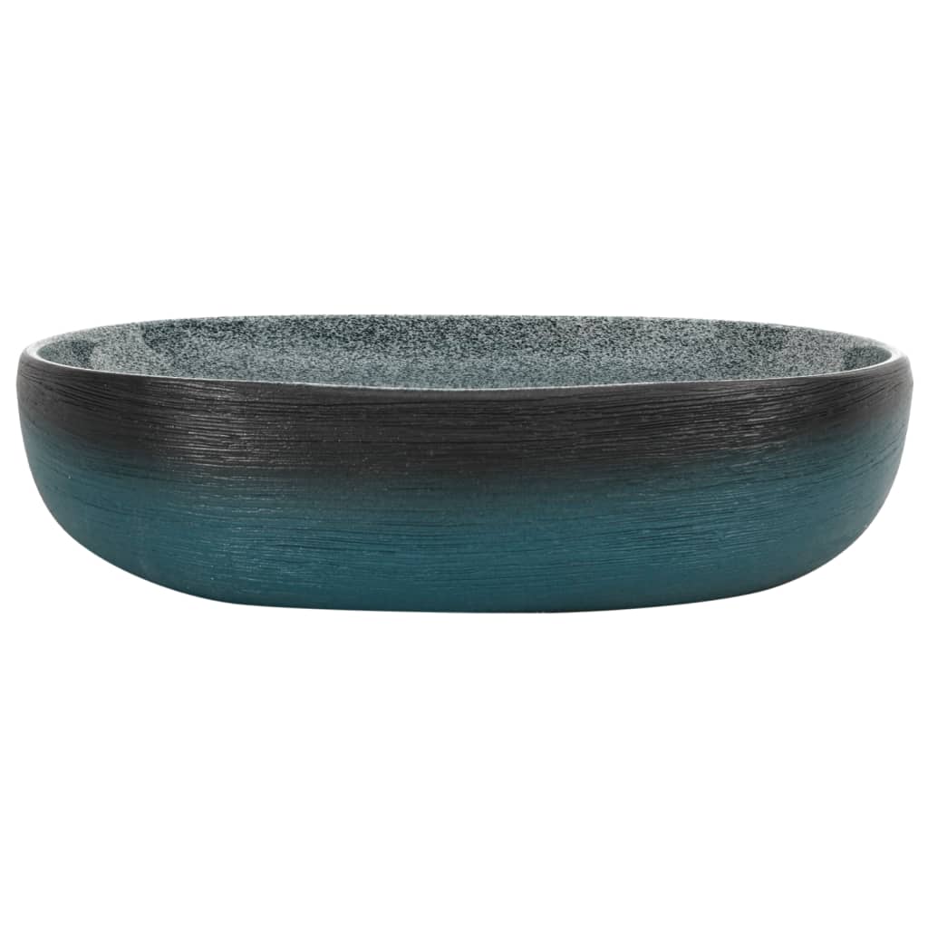 Countertop washbasin, turquoise, 59x40x14 cm, ceramic, oval