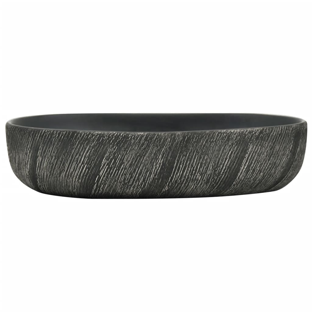 Countertop washbasin, black, 59x40x14 cm, ceramic, oval