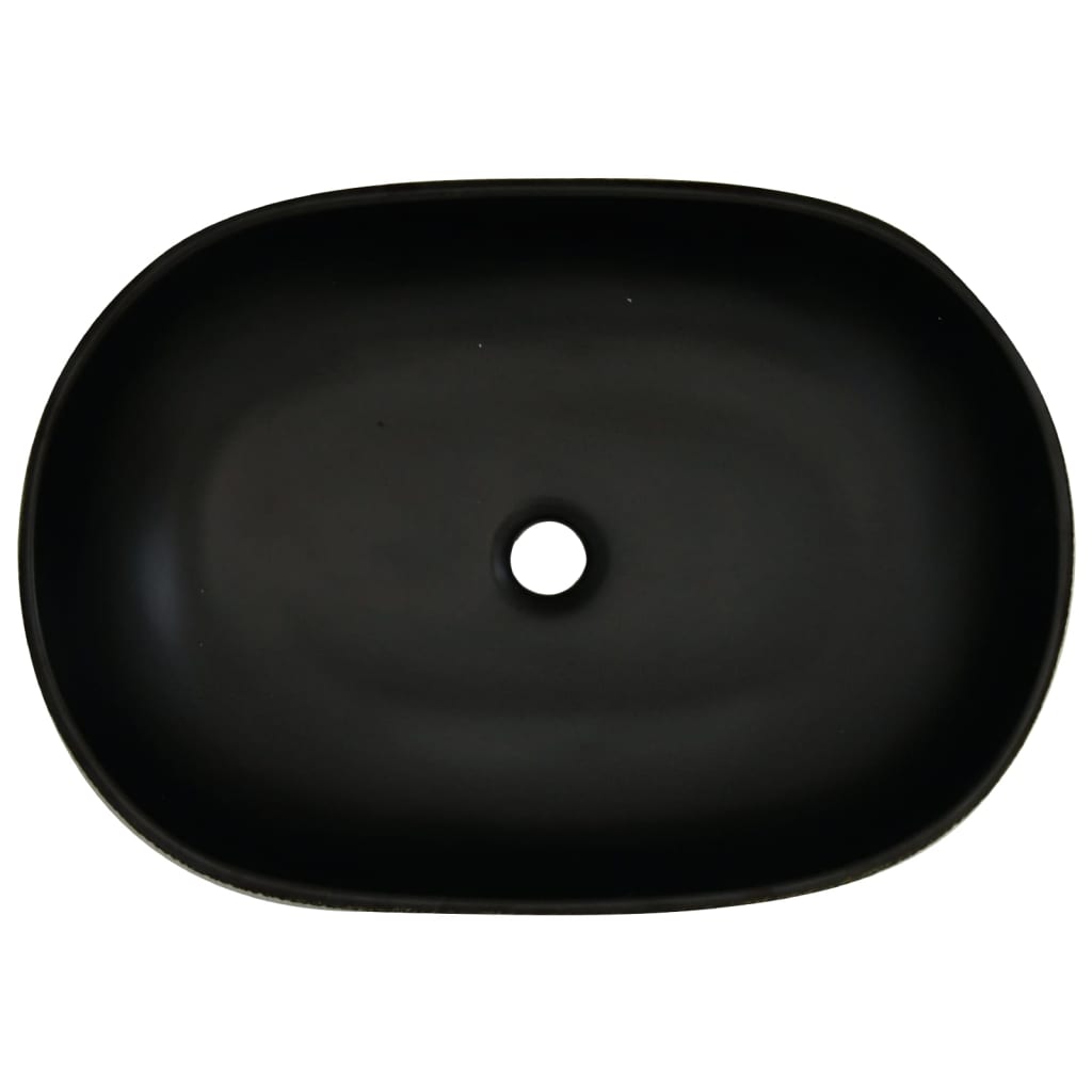 Countertop washbasin, black, 59x40x14 cm, ceramic, oval