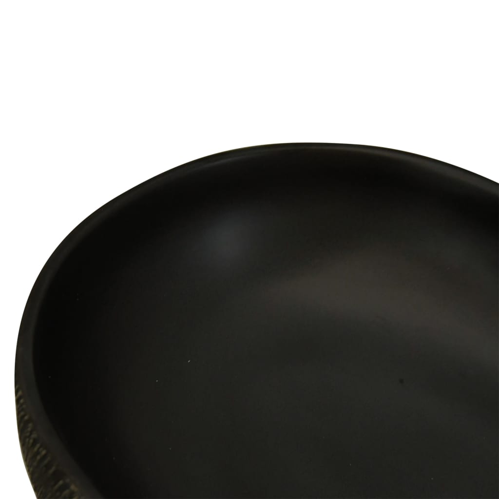 Countertop washbasin, black, 59x40x14 cm, ceramic, oval