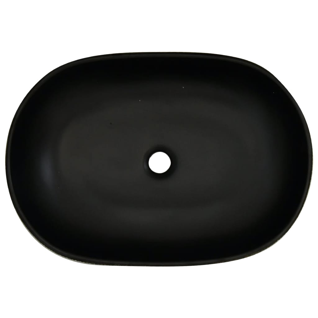 Countertop washbasin, gray and black, 59x40x14 cm, ceramic, oval