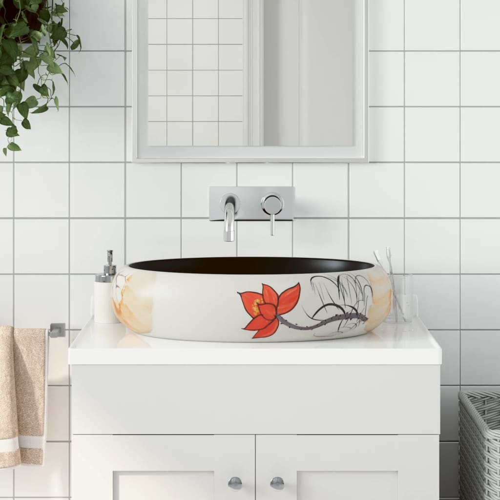 Countertop washbasin, multicolor, 59x40x15 cm, ceramic, oval