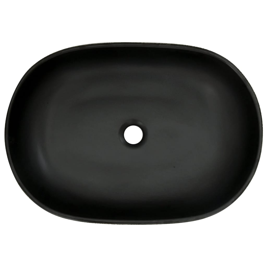 Countertop washbasin, black and blue, 59x40x14 cm, ceramic, oval