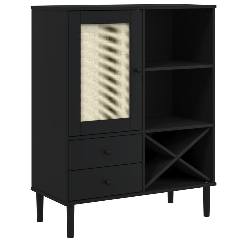 SENJA high cabinet, black rattan look, 90x40x112cm