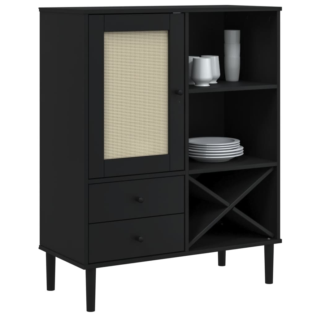 SENJA high cabinet, black rattan look, 90x40x112cm