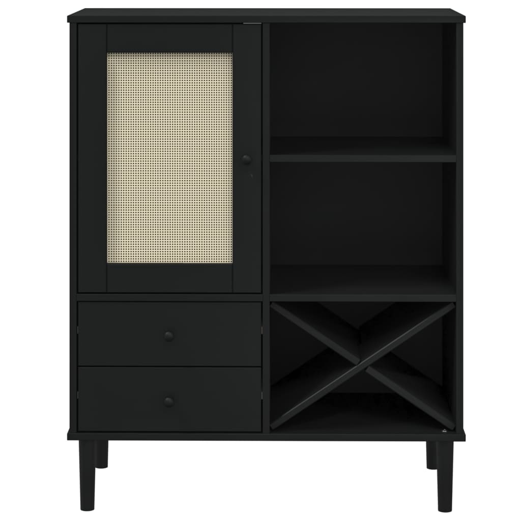 SENJA high cabinet, black rattan look, 90x40x112cm