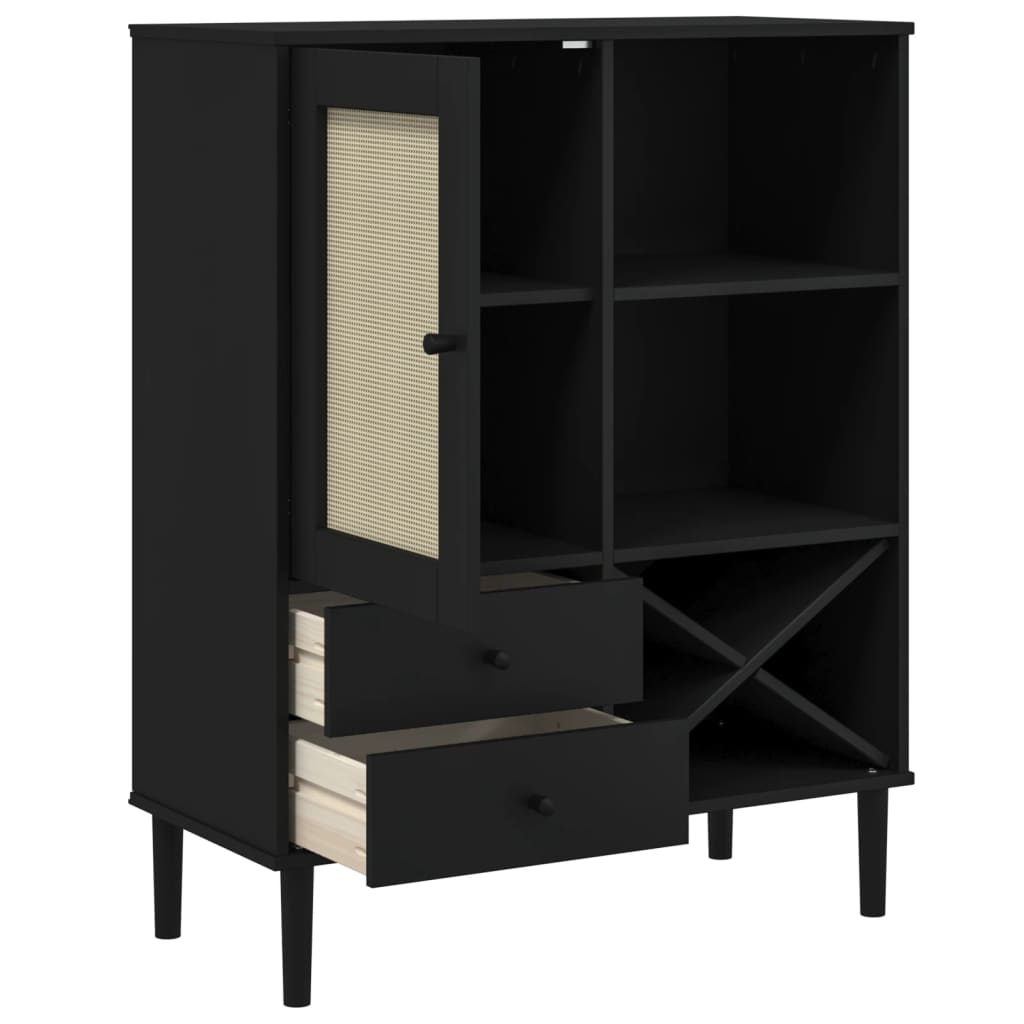 SENJA high cabinet, black rattan look, 90x40x112cm