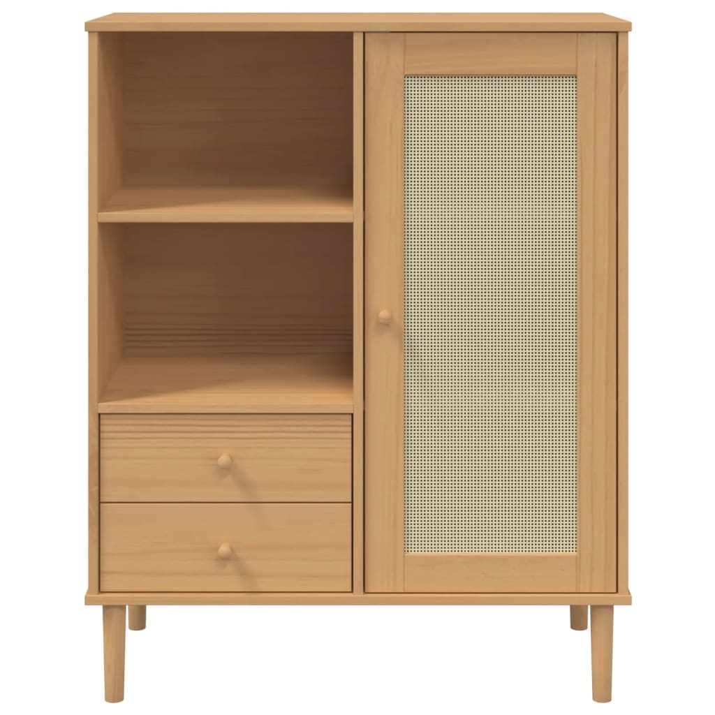 SENJA tall cabinet, brown rattan look, 90x40x112cm