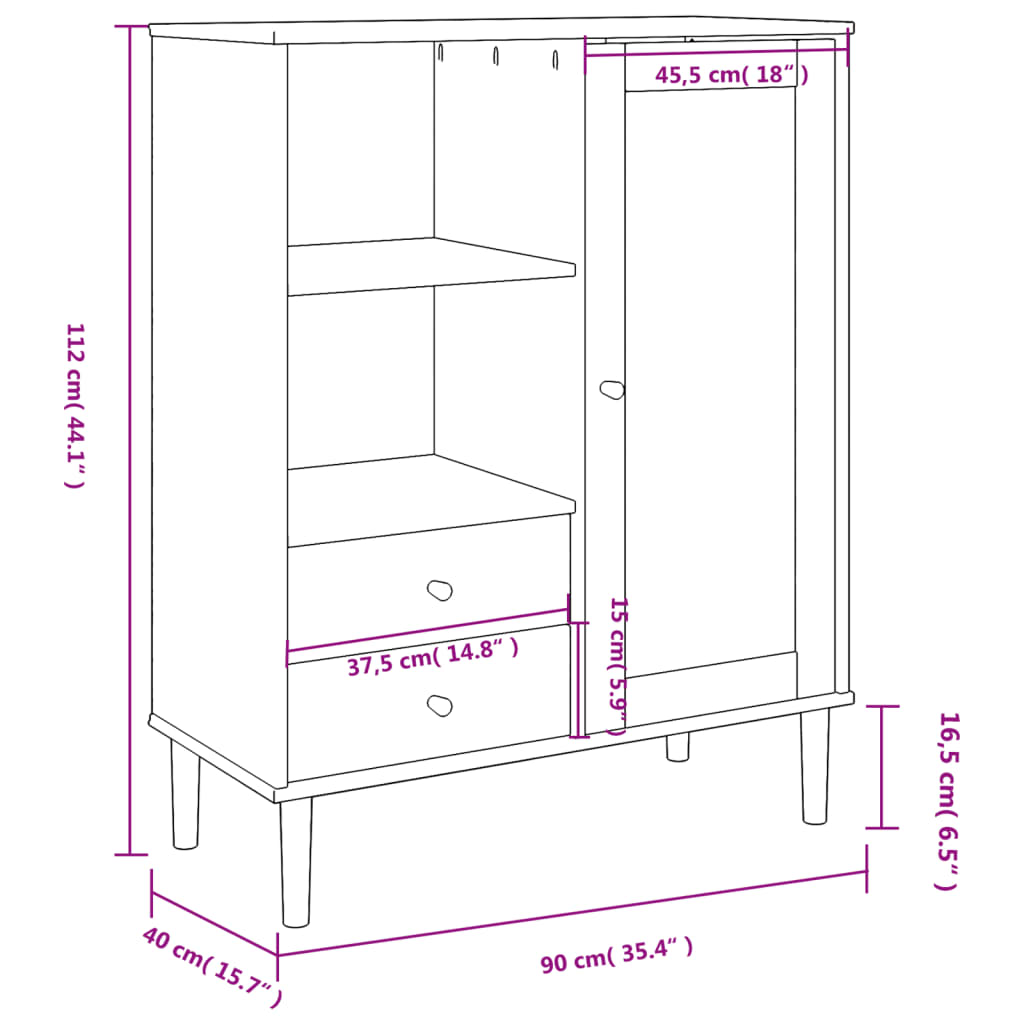 SENJA tall cabinet, brown rattan look, 90x40x112cm