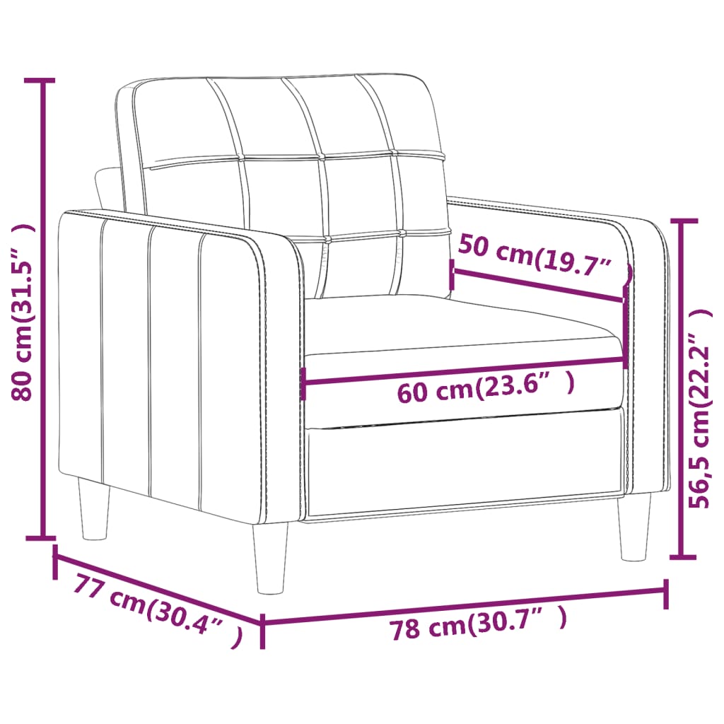 Single sofa, cappuccino, 60 cm, eco-leather