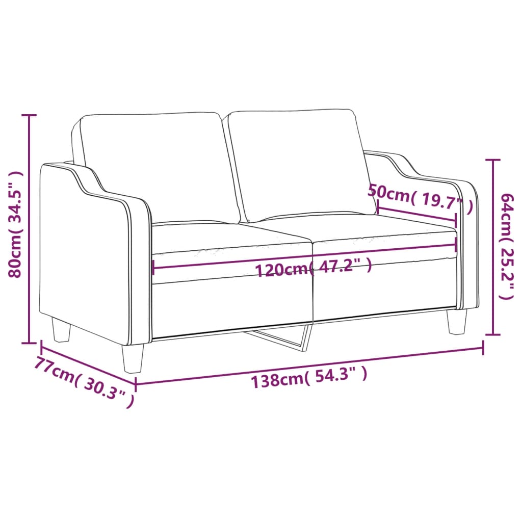 2-seater sofa, taupe grey, 140 cm, fabric