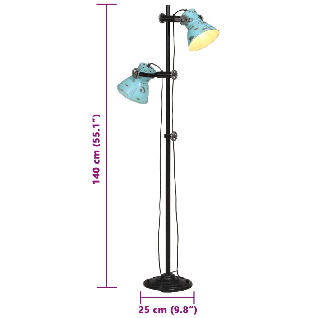 Floor lamp, 25 W, worn blue, 25x25x90/140 cm, E27