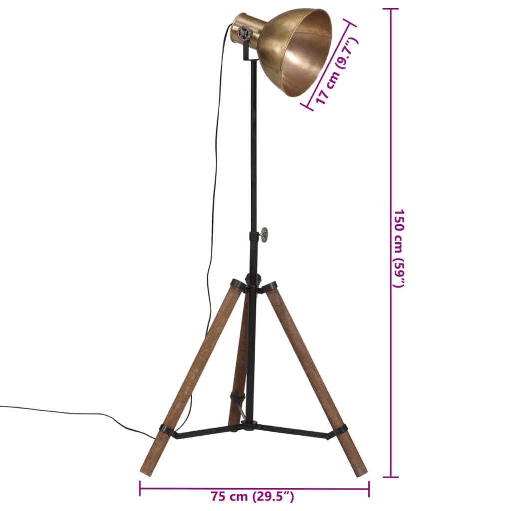 Floor lamp 25 W, antique brass, 75x75x90-150 cm, E27