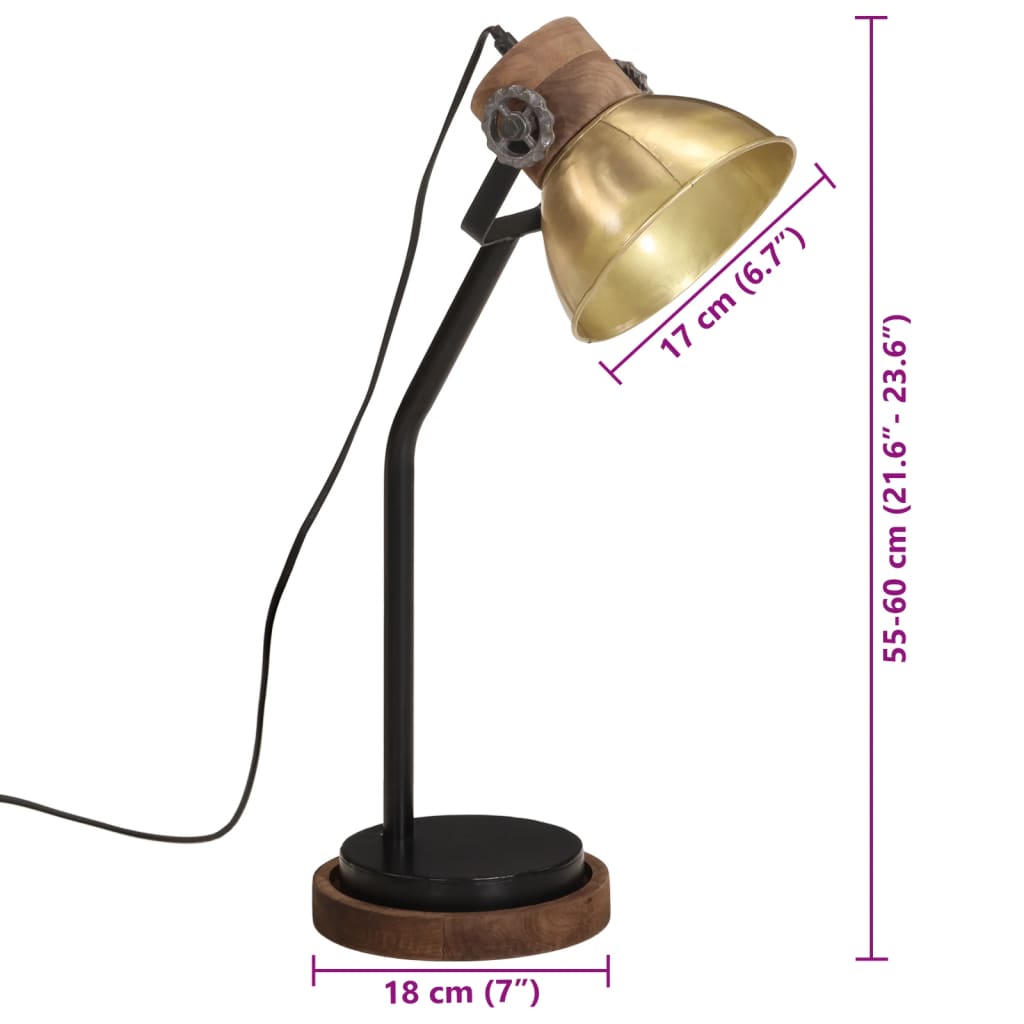 Desk lamp 25 W, antique brass, 18x18x60 cm, E27