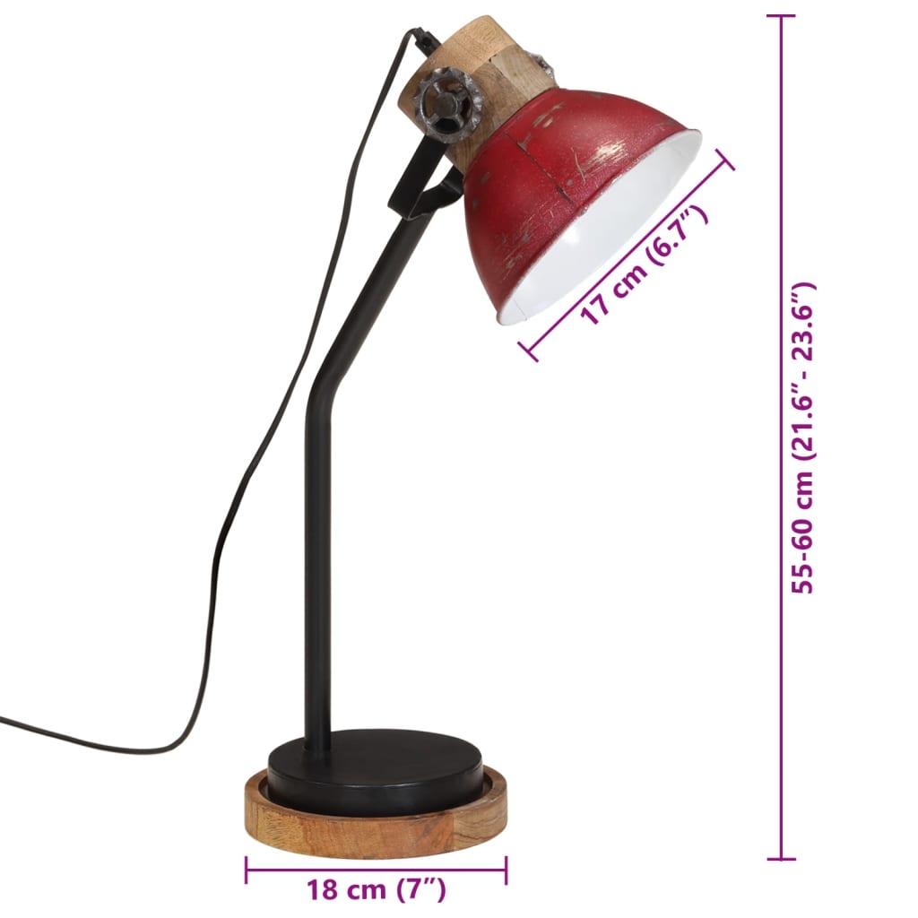 Desk lamp 25 W, worn red, 18x18x60 cm, E27