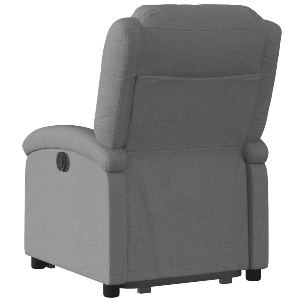 Reclining armchair with vertical lift, dark grey, textile