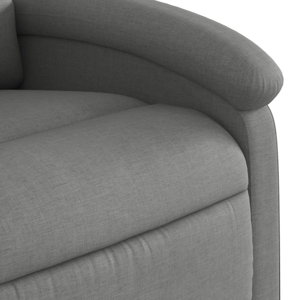 Reclining armchair with vertical lift, dark grey, textile