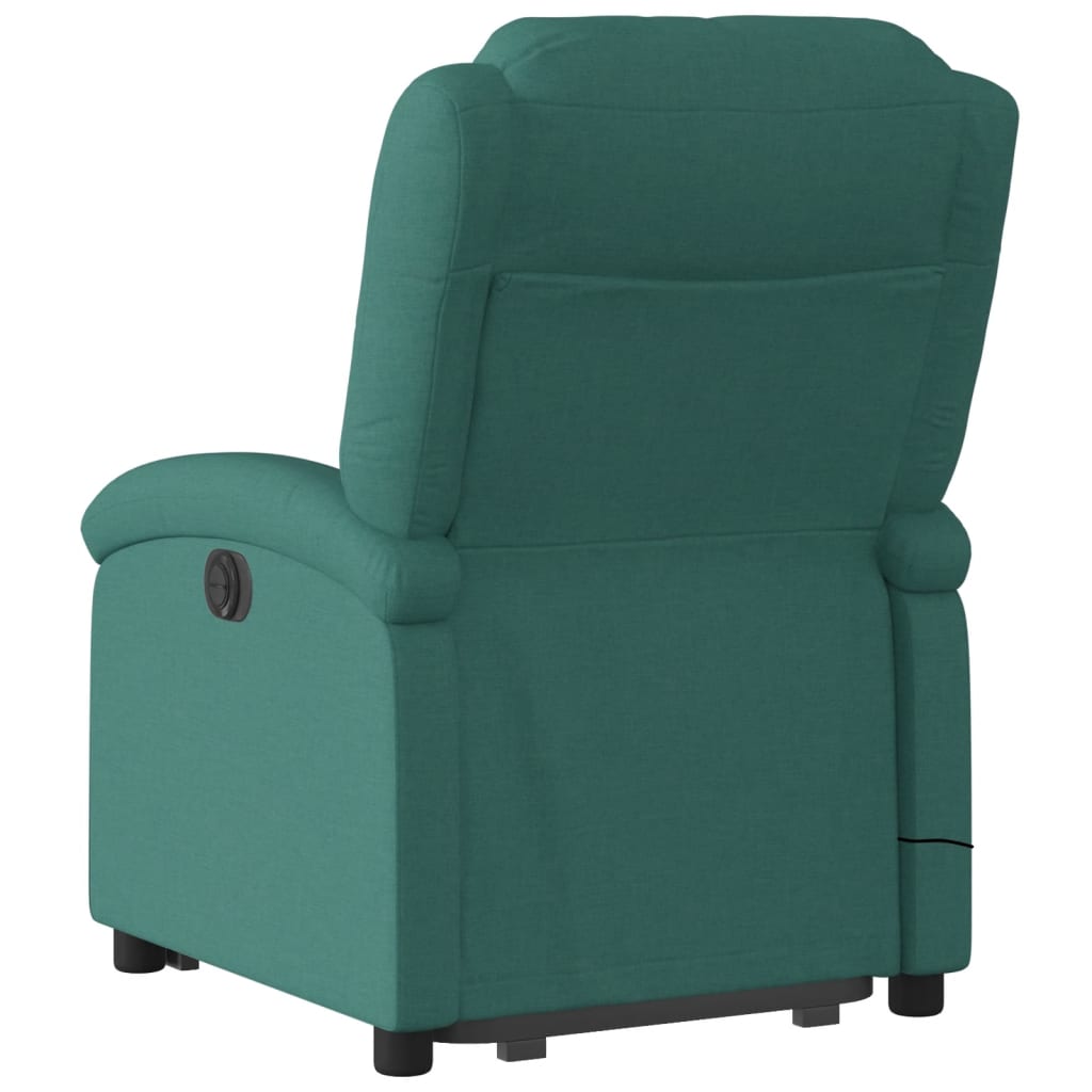 Electric massage armchair, reclining / lifting, dark green, textile