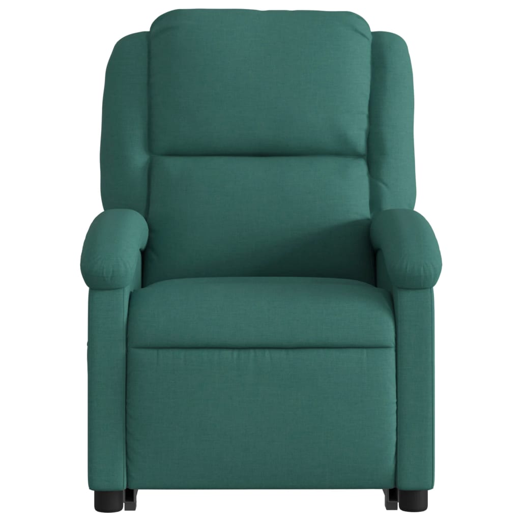 Electric massage armchair, reclining / lifting, dark green, textile