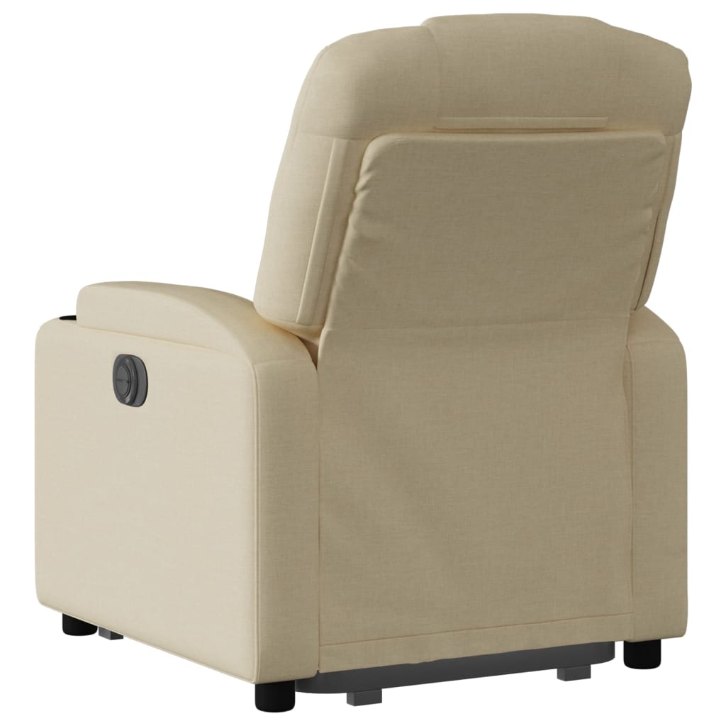 Electric reclining armchair with lift, cream, fabric