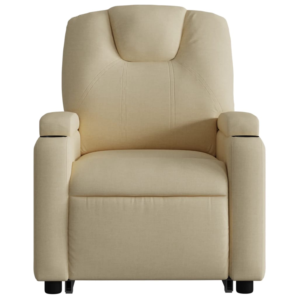 Electric reclining armchair with lift, cream, fabric