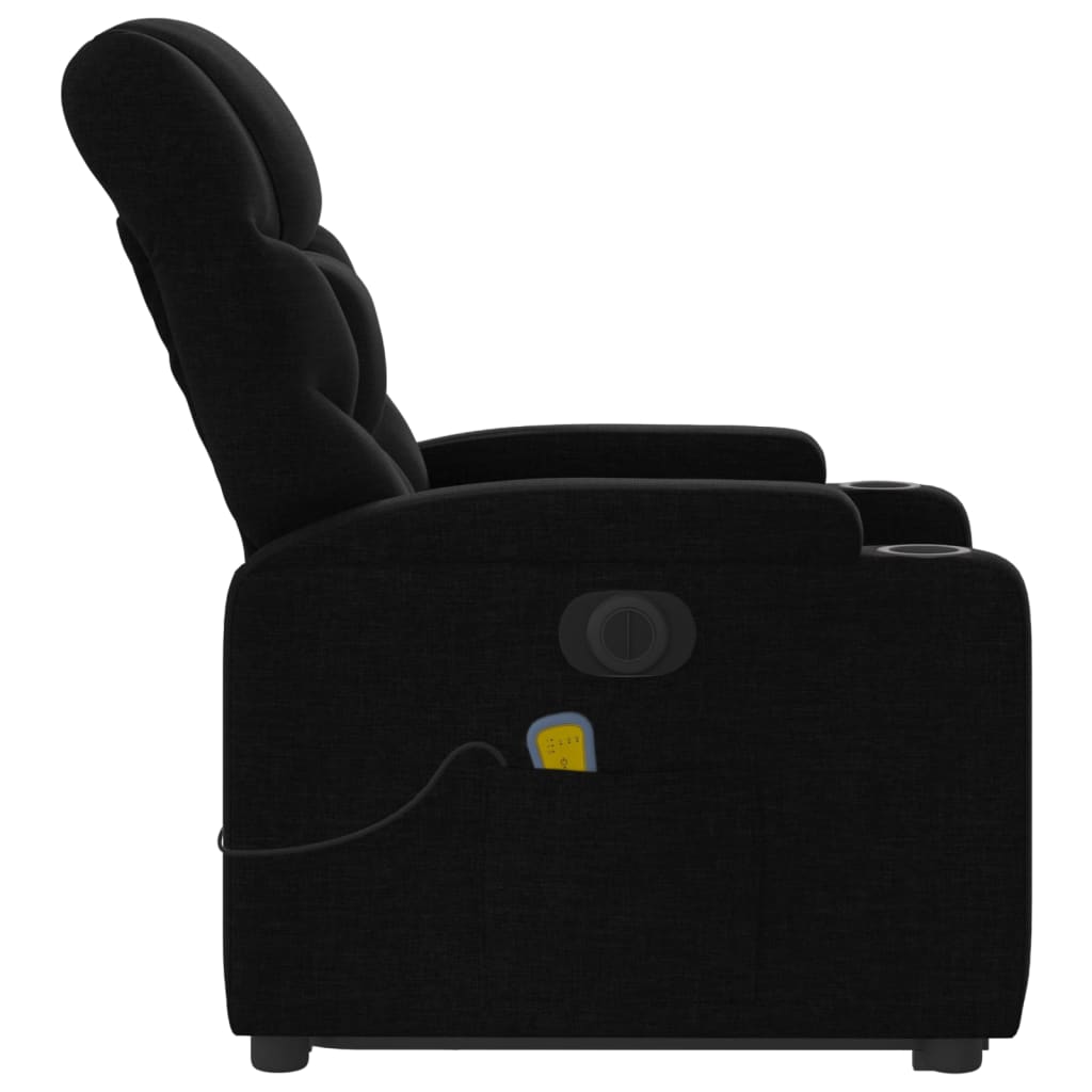 Electric reclining massage chair with lift, black, textile