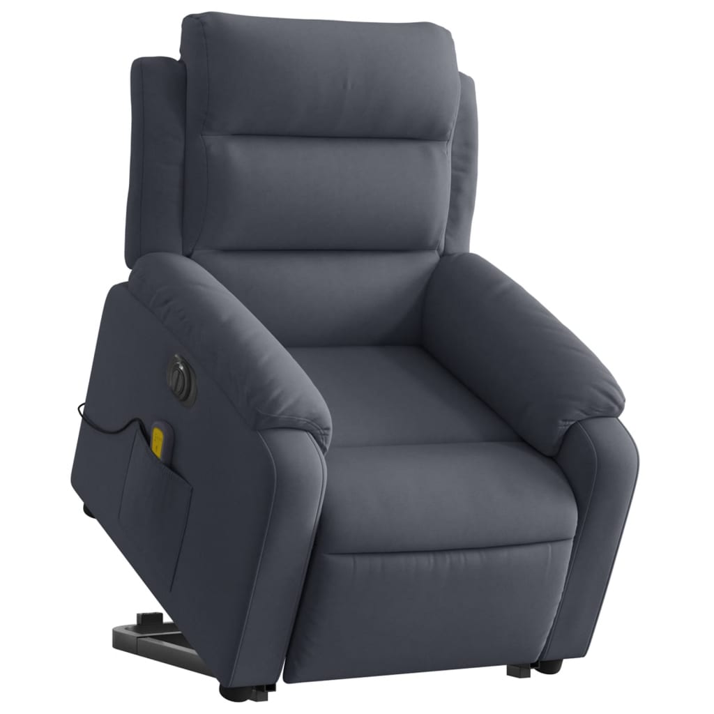 Electric reclining massage chair with lift, dark grey velvet