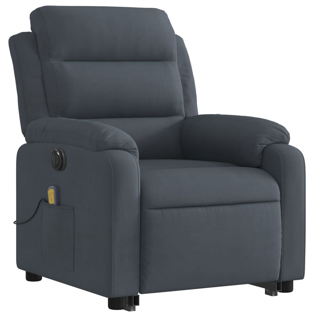 Electric reclining massage chair with lift, dark grey velvet