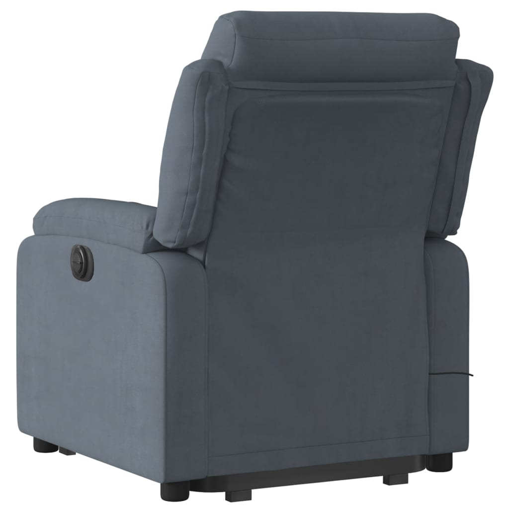 Electric reclining massage chair with lift, dark grey velvet